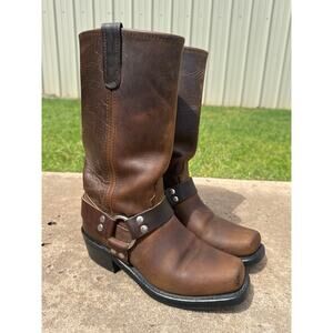Double H Boots Brown Sierra Harness Leather Cowboy Biker Motorcycle Womens 8.5